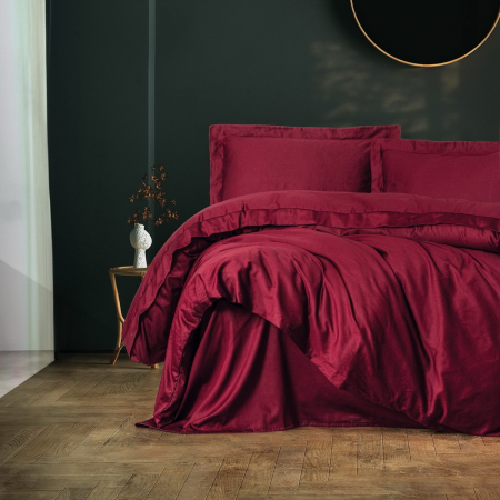 Lenjerii bumbac satin Premium - Lenjerie de pat bumbac satinat premium, bumbac 100%, Cotton Box, Elegant - Red