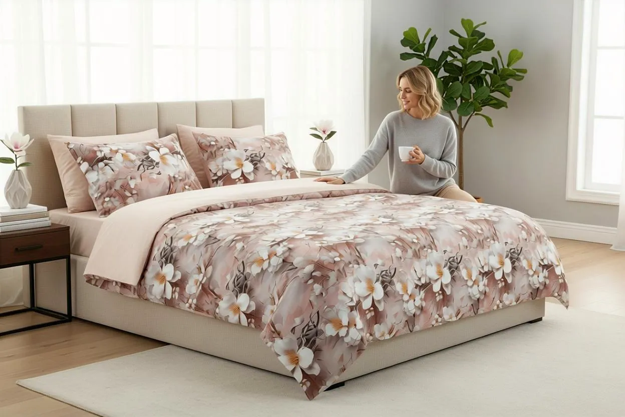 Lenjerie de pat Cotton Pro 100% bumbac - imprimare digitala (Champagne Blossom) - Marime: King size [1]