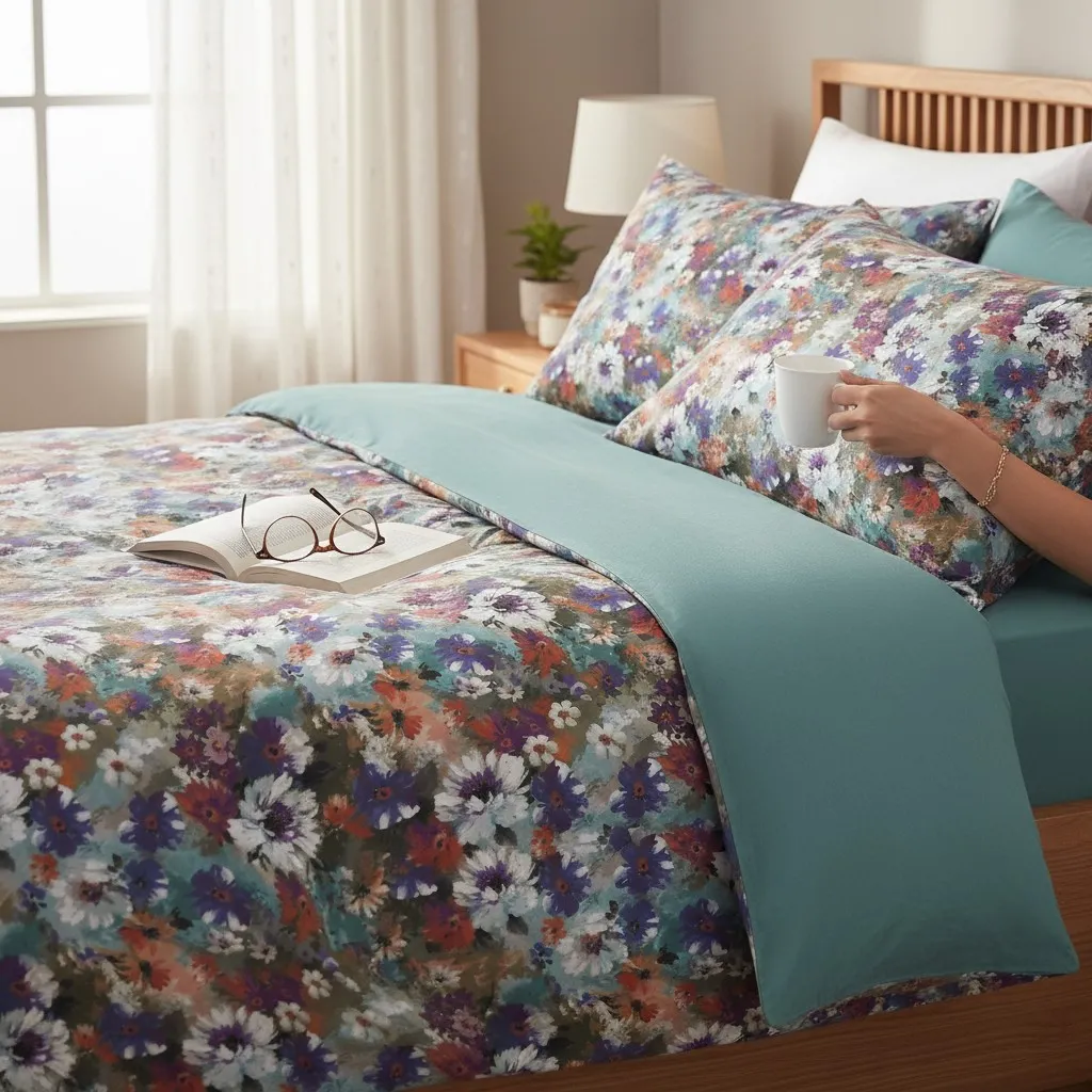 Lenjerie de pat Cotton Pro 100% bumbac - imprimare digitala (Floral Daydream) - Marime: King size [2]