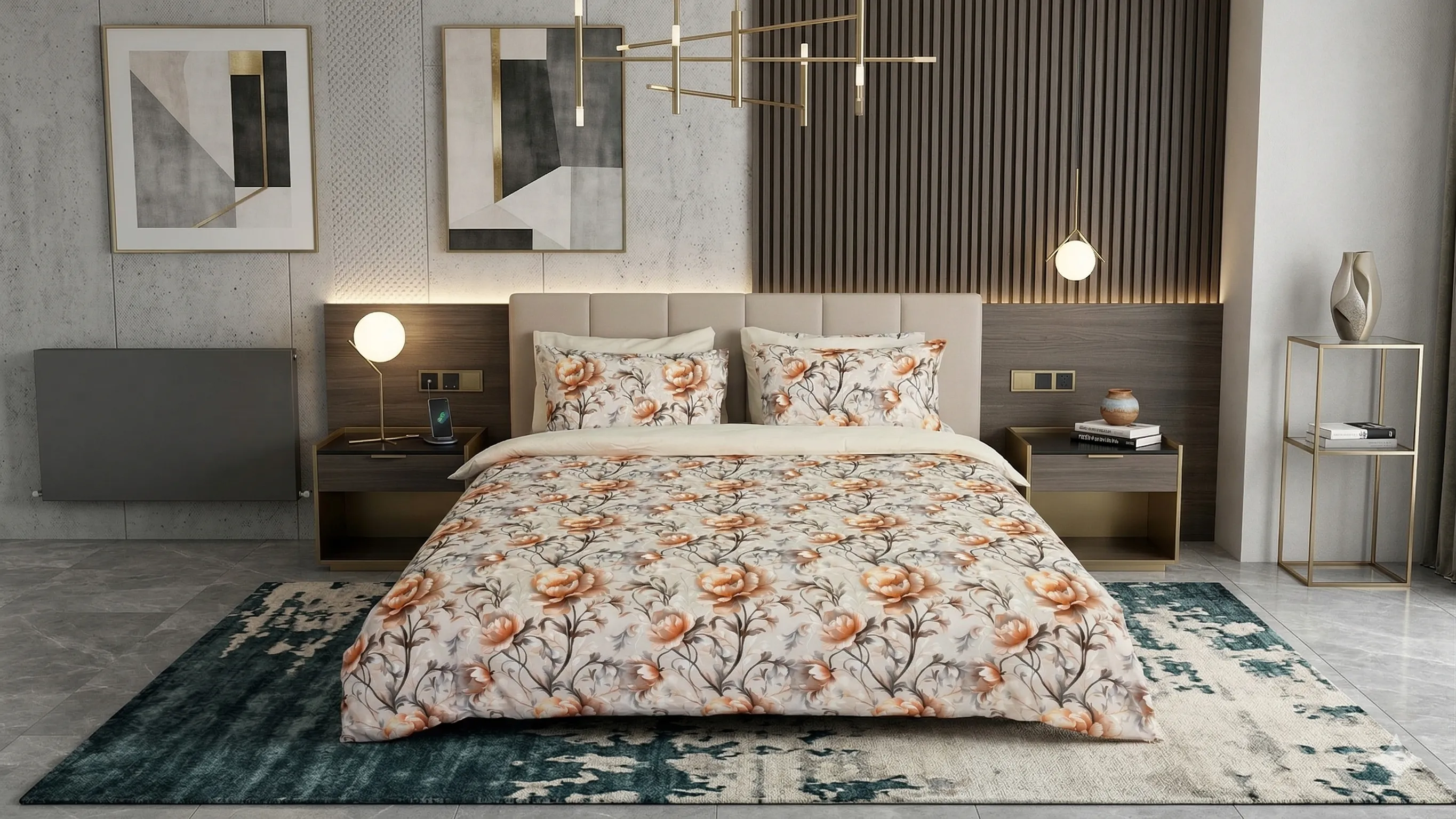 LENJERII 100% BUMBAC - Lenjerie de pat Cotton Pro 100% bumbac - imprimare digitala (Golden Dunes) - Marime: King size