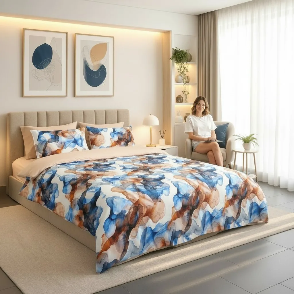 Lenjerie de pat Cotton Pro 100% bumbac - imprimare digitala (Ocean Flow) - Marime: King size [2]