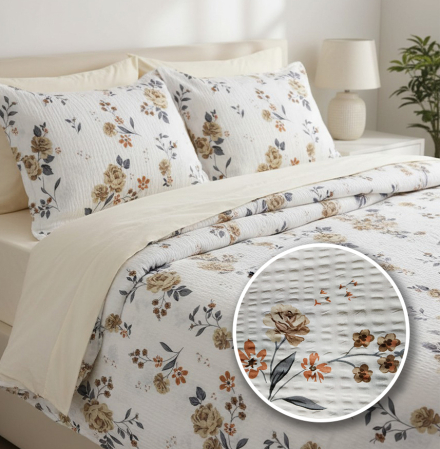 Lenjerii de pat - LENJERIE DE PAT CREPONATA 100% BUMBAC (CREP62) - Marime:: O persoana