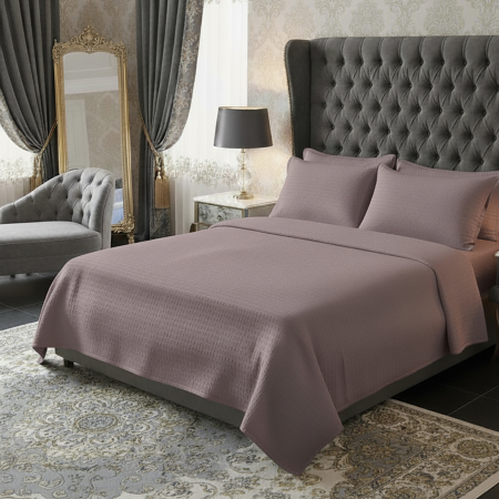 Pucioasa - Lenjerie de pat creponata uni 100% BUMBAC - MOV LILA - O persoana