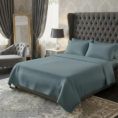 Pucioasa - Lenjerie de pat creponata uni 100% BUMBAC - SEA GREEN - O persoana