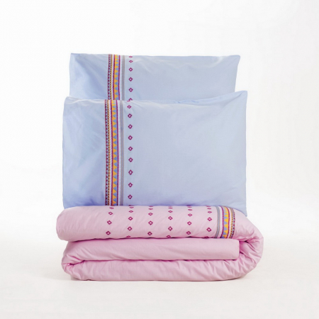 Lenjerie de pat cu broderie, 6 piese, bumbac 100%, Cotton Box, Tatum - Blue [2]