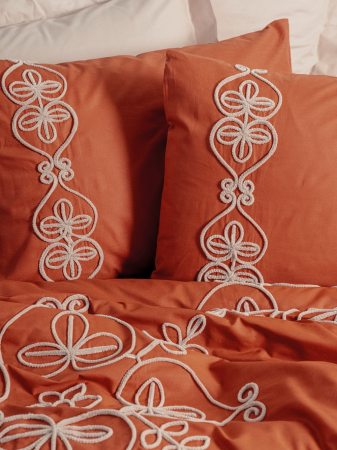 Lenjerie de pat cu broderie, 6 piese, bumbac 100%, Cotton Box, Tiva - Beige [1]