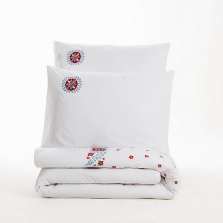 Lenjerie de pat cu broderie, 6 piese, bumbac 100%, Cotton Box, Mabel - Blue [3]