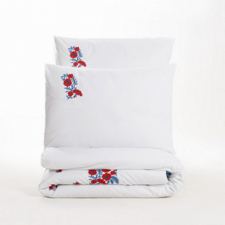 Lenjerie de pat cu broderie, 6 piese, bumbac 100%, Cotton Box, Nessa - Blue [3]