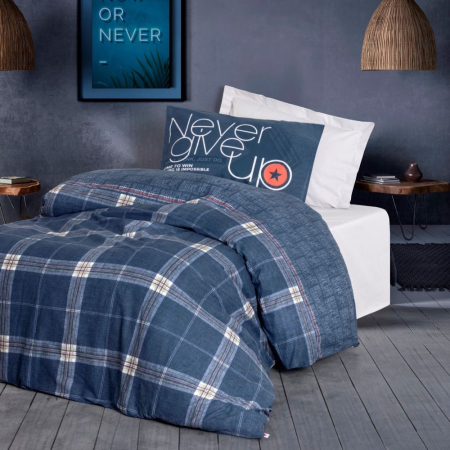 Lenjerii de pat Copii - Lenjerie de pat cu elastic, o persoana, bumbac 100%, Cotton Box, Given - Grey v2