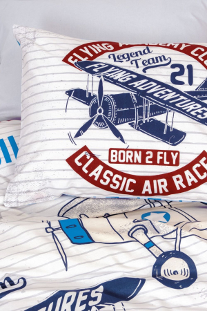 Lenjerie de pat cu elastic, o persoana, bumbac 100%, Cotton Box, Flying v2 - Grey [1]