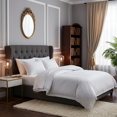 Lenjerii de pat - Lenjerie de pat damasc 80% BUMBAC + 20% POLIESTER - Dimensiuni:: O persoana