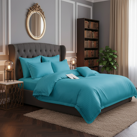 Pucioasa - Lenjerie de pat damasc HORECA (GROS) - TURCOAZ - king size cu husa