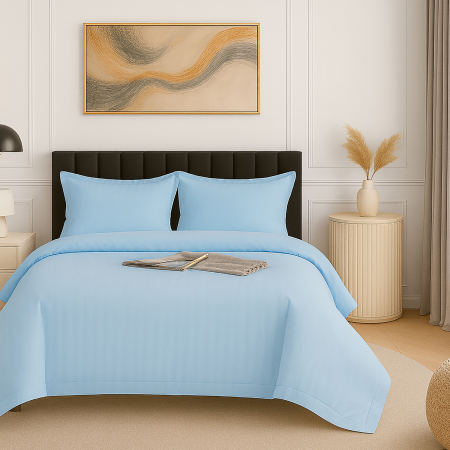 Pucioasa - Lenjerie de pat damasc policoton XXL (BLEU)