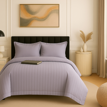 Pucioasa - Lenjerie de pat damasc policoton XXL (MOV-GRI)