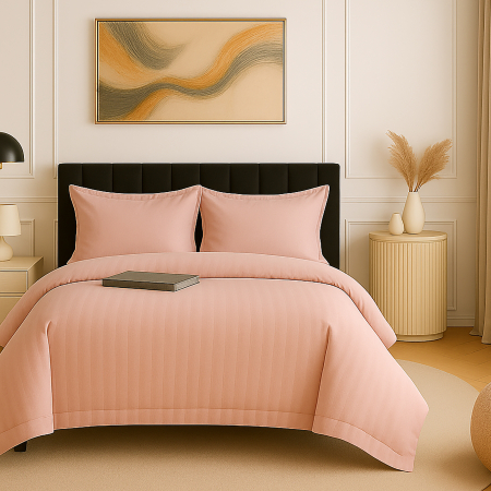 Pucioasa - Lenjerie de pat damasc policoton XXL (PUDRA)