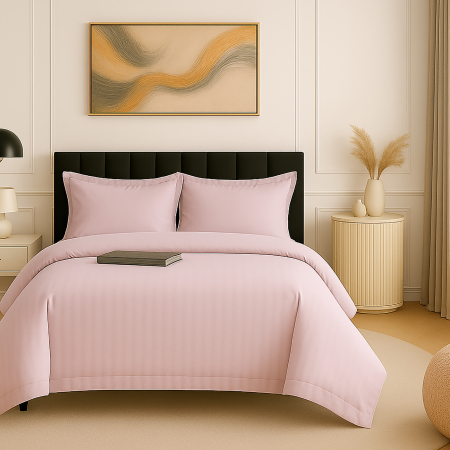 Pucioasa - Lenjerie de pat damasc policoton XXL (ROZ-PUDRA)