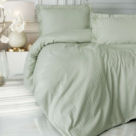 Lenjerii bumbac satin Premium - Lenjerie de pat damasc satinat premium, bumbac 100%, Cotton Box, Sage