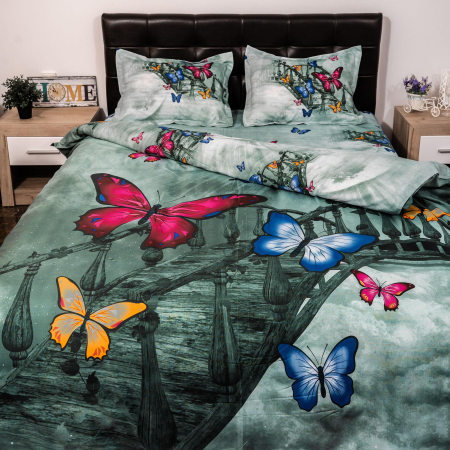 Lenjerii de pat 3D - Lenjerie de pat digital print 3D (BUTTERFLY ON THE BRIDGE)