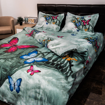 Lenjerie de pat digital print 3D (BUTTERFLY ON THE BRIDGE) [3]