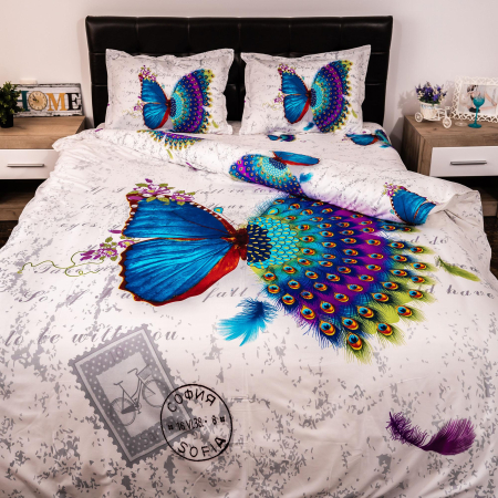 Pucioasa - Lenjerie de pat digital print 3D (BUTTERFLY PEACOCK)