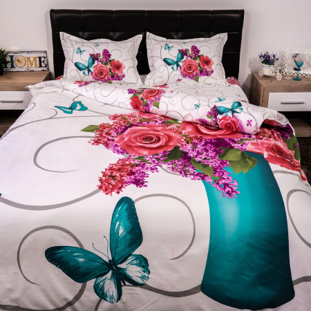 Lenjerii de pat 3D - Lenjerie de pat digital print 3D (LILIAC FLOWERS)