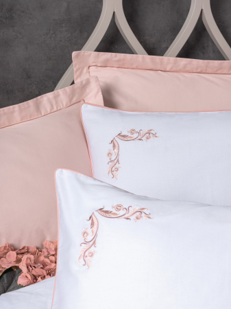 Lenjerie de pat Elite satin  brodată, 6 piese, bumbac 100%, Cotton Box, Melinda - Pink [1]