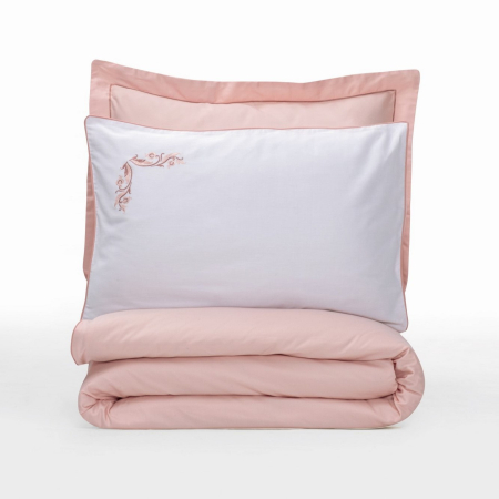 Lenjerie de pat Elite satin  brodată, 6 piese, bumbac 100%, Cotton Box, Melinda - Pink [2]