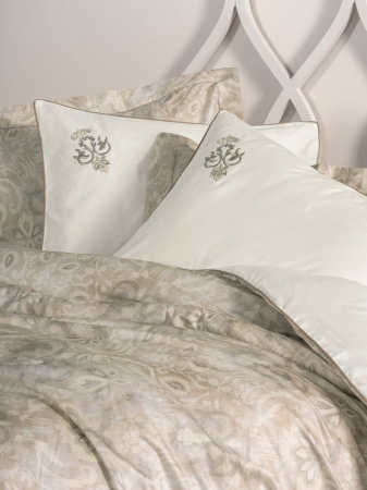 Lenjerie de pat Elite satin  brodată, 6 piese, bumbac 100%, Cotton Box, Beatrix - Beige [1]