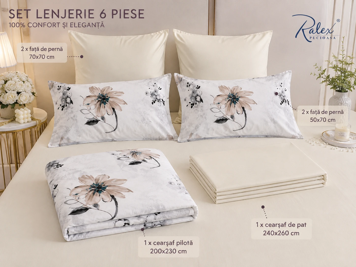 Lenjerie de pat Finet 6 piese cu cearsaf [1]