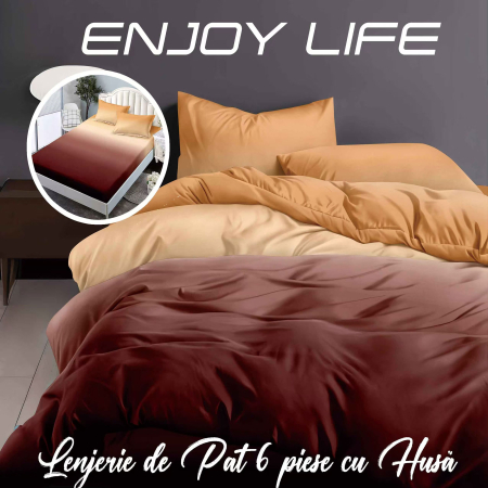 Pucioasa - Lenjerie de pat Finet "Enjoy Life" - - 6 piese - husa pentru saltea