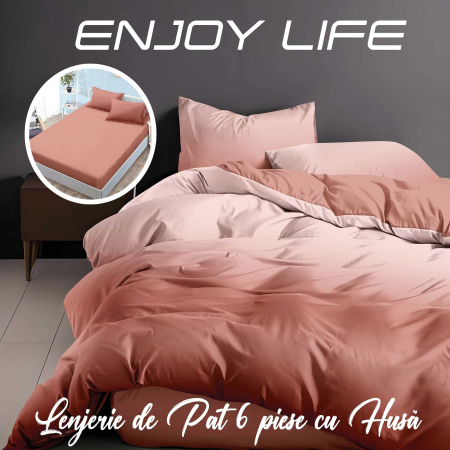 Pucioasa - Lenjerie de pat Finet "Enjoy Life" - - 6 piese - husa pentru saltea