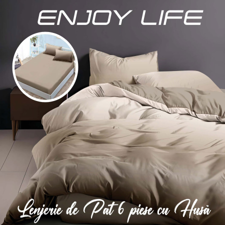 Pucioasa - Lenjerie de pat Finet "Enjoy Life" - - 6 piese - husa pentru saltea