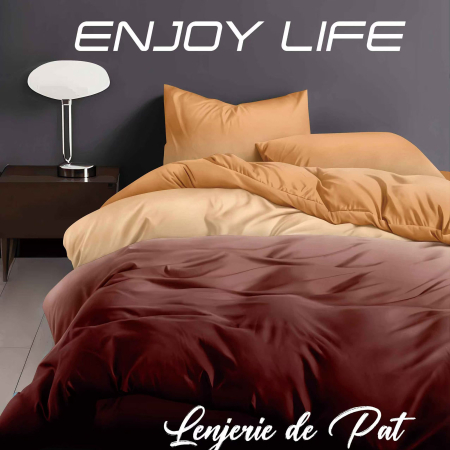 LENJERII DE PAT POLICOTON - Lenjerie de pat Finet "Enjoy Life" - Tip lenjerie:: - 4 piese - cearsaf pat