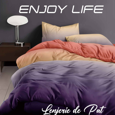 LENJERII DE PAT POLICOTON - Lenjerie de pat Finet "Enjoy Life" - Tip lenjerie:: - 4 piese - cearsaf pat