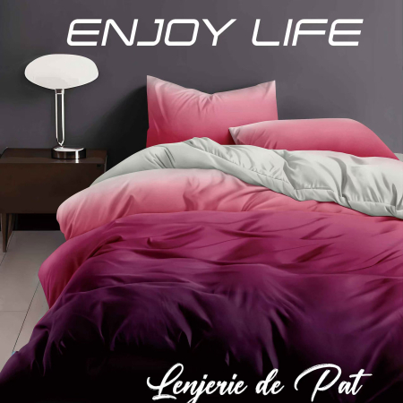 LENJERII DE PAT POLICOTON - Lenjerie de pat Finet "Enjoy Life" - Tip lenjerie:: - 4 piese - cearsaf pat