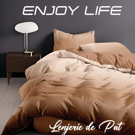 LENJERII DE PAT POLICOTON - Lenjerie de pat Finet "Enjoy Life" - Tip lenjerie:: - 4 piese - cearsaf pat