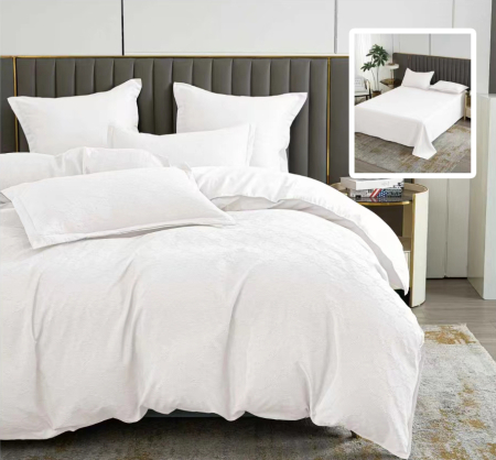 Pucioasa - LENJERIE DE PAT NATUR UNI BAROQUE 6 PIESE CU CEARSAF (ALB)