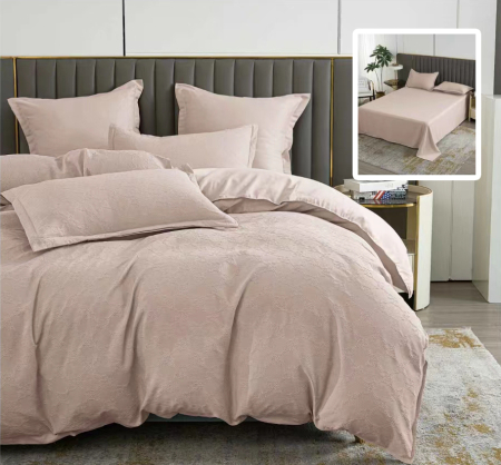 Pucioasa - LENJERIE DE PAT NATUR UNI BAROQUE 6 PIESE CU CEARSAF (CAPUCINO)