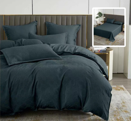 Pucioasa - LENJERIE DE PAT NATUR UNI BAROQUE 6 PIESE CU CEARSAF (NEGRU)