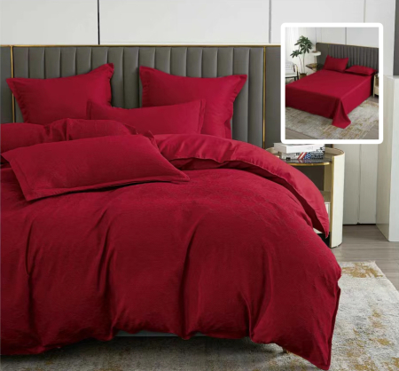 Pucioasa - LENJERIE DE PAT NATUR UNI BAROQUE 6 PIESE CU CEARSAF (ROSU)
