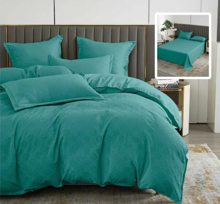 Pucioasa - LENJERIE DE PAT NATUR UNI BAROQUE 6 PIESE CU CEARSAF (TURCOAZ)