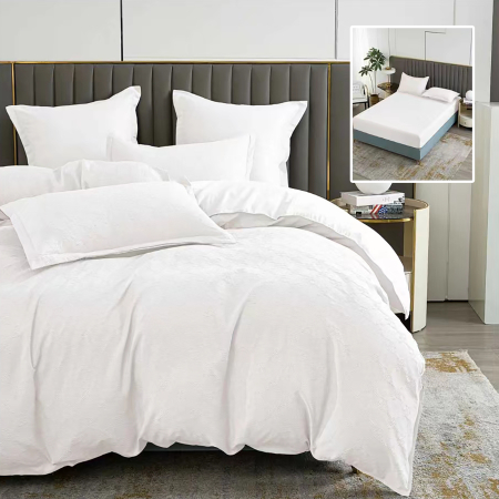 Pucioasa - LENJERIE DE PAT NATUR UNI BAROQUE 6 PIESE CU HUSa (ALB)