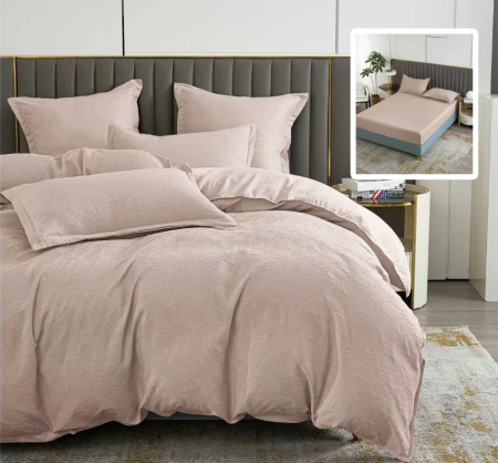 Pucioasa - LENJERIE DE PAT NATUR UNI BAROQUE 6 PIESE CU HUSa (CAPUCINO)