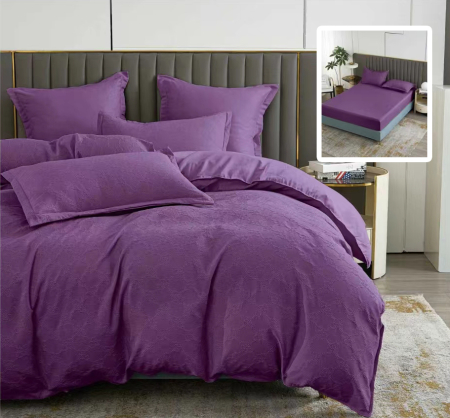 Pucioasa - LENJERIE DE PAT NATUR UNI BAROQUE 6 PIESE CU HUSa (MOV)