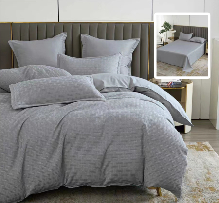 Pucioasa - LENJERIE DE PAT NATUR UNI STRIPE 6 PIESE CU CEARSAF (GRI)