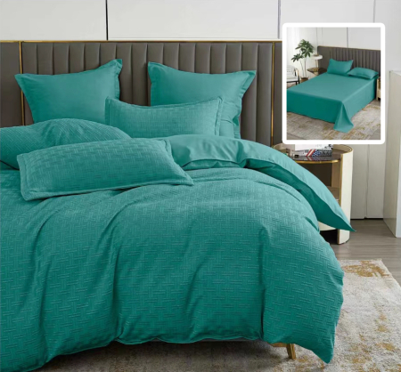 Pucioasa - LENJERIE DE PAT NATUR UNI STRIPE 6 PIESE CU CEARSAF (TURCOAZ)