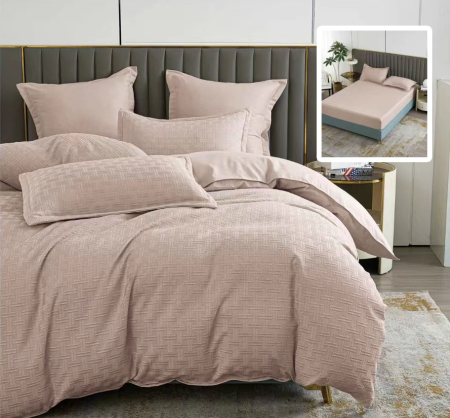 Pucioasa - LENJERIE DE PAT NATUR UNI STRIPE 6 PIESE CU HUSa (CAPUCINO)