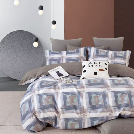 Pucioasa - LENJERIE DE PAT PERCALLE IMPRIMAT (PRC104) - King size 6 piese cu husa