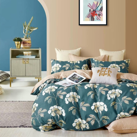 Lenjerii de pat percale - bumbac 100% - LENJERIE DE PAT PERCALLE IMPRIMAT (PRC23) - Dimensiuni:: King size 6 piese cu husa