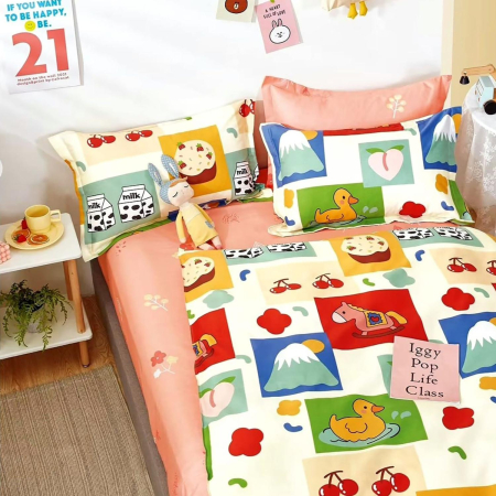 Pucioasa - LENJERIE DE PAT PERCALLE IMPRIMAT (PRC29) - King size 6 piese cu husa